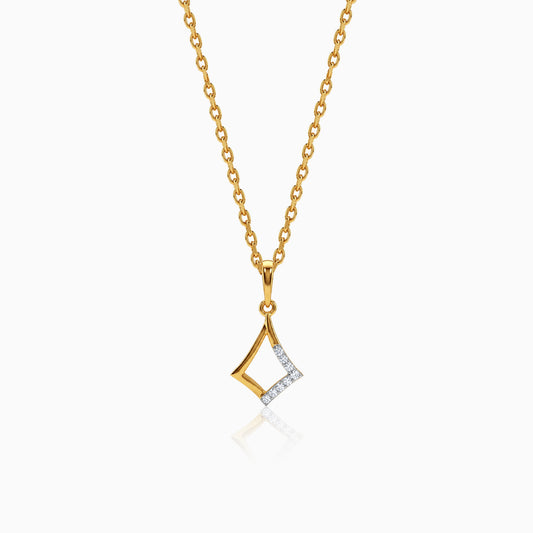 Gold Angular Grace Lab Grown Diamond Pendant