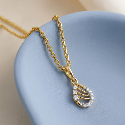 Gold Luna Cascade Lab Grown Diamond Pendant