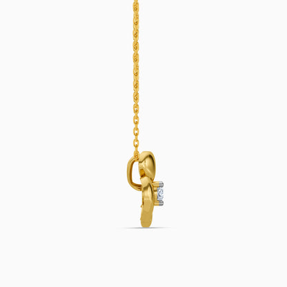 Gold Clover Kiss Lab Grown Diamond Pendant