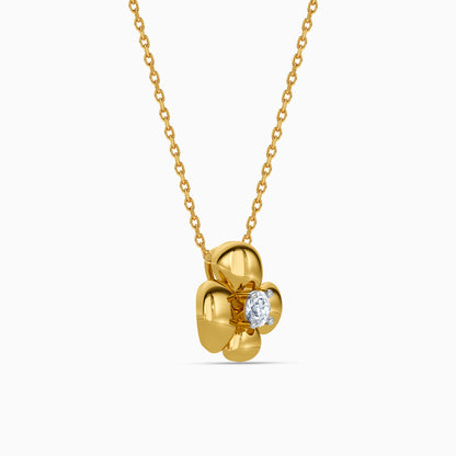 Gold Clover Kiss Lab Grown Diamond Pendant