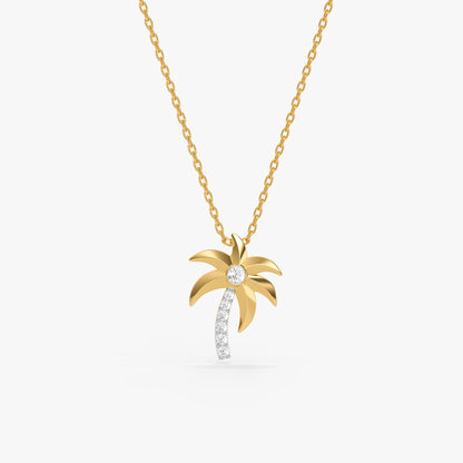 Gold Palm Bliss Lab Grown Diamond Pendant
