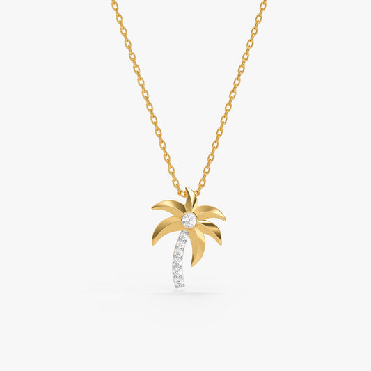 Gold Palm Bliss Lab Grown Diamond Pendant