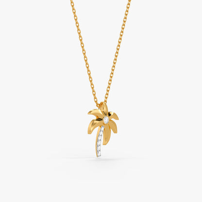 Gold Palm Bliss Lab Grown Diamond Pendant
