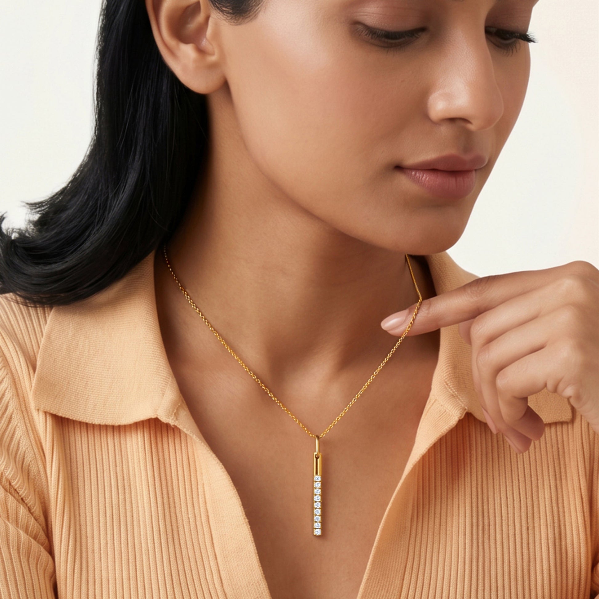 Gold Graceful Line Lab Grown Diamond Pendant