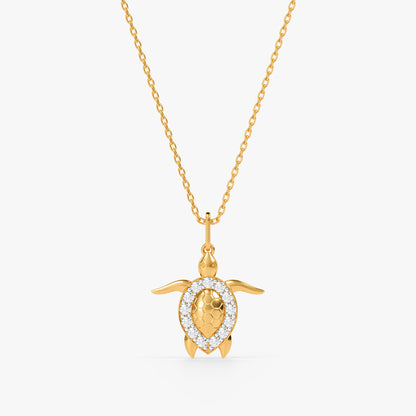 Gold Classy Tortoise Lab Grown Pendant