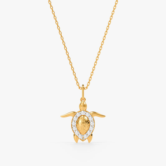 Gold Classy Tortoise Lab Grown Pendant