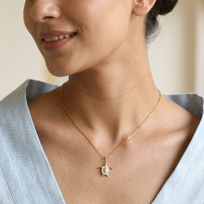 Gold Classy Tortoise Lab Grown Pendant