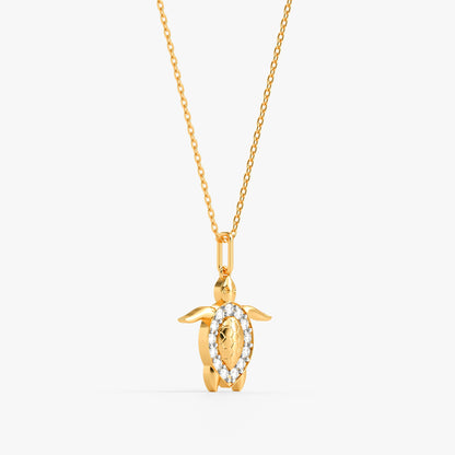 Gold Classy Tortoise Lab Grown Pendant