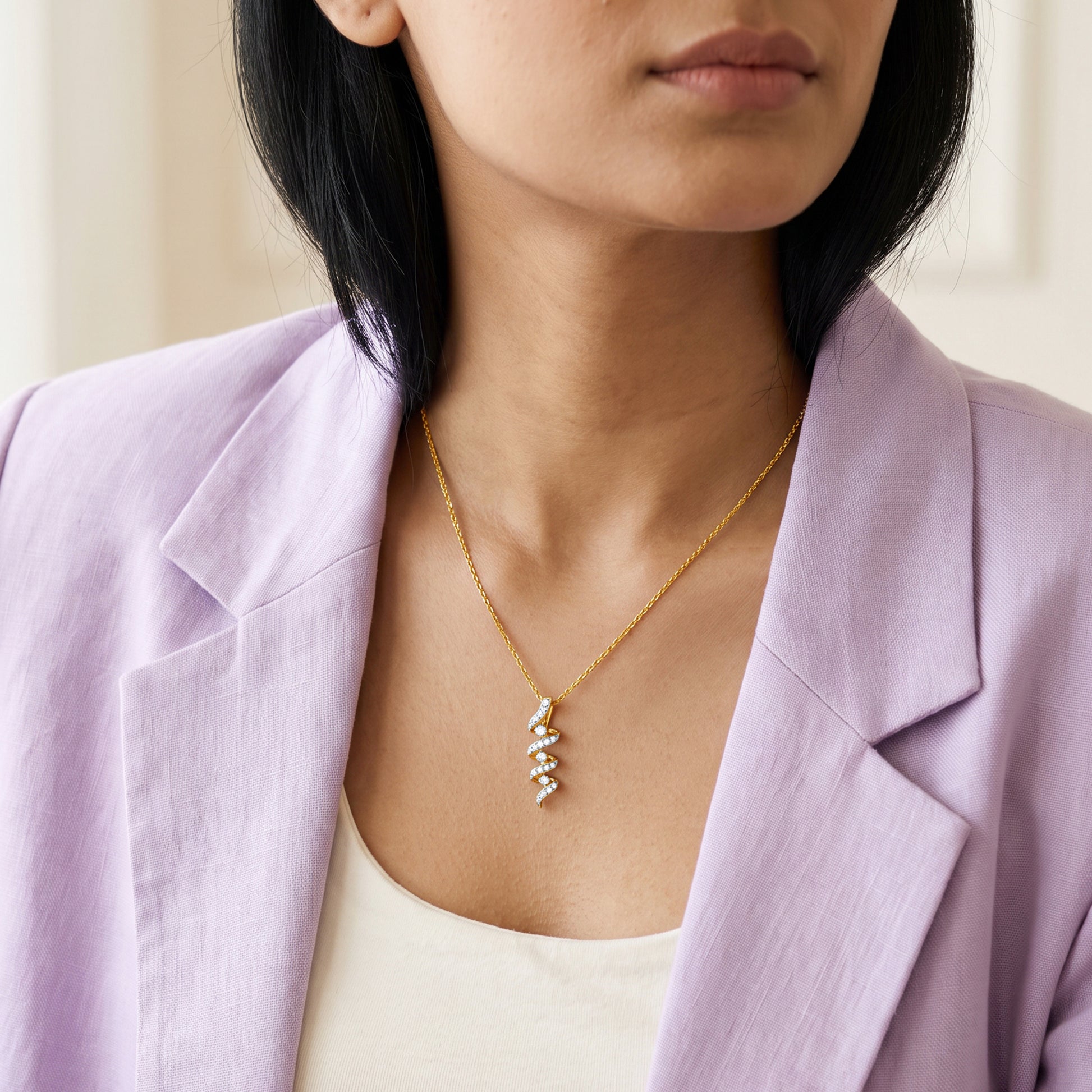 Gold Eternal Spiral Lab Grown Diamond Pendant