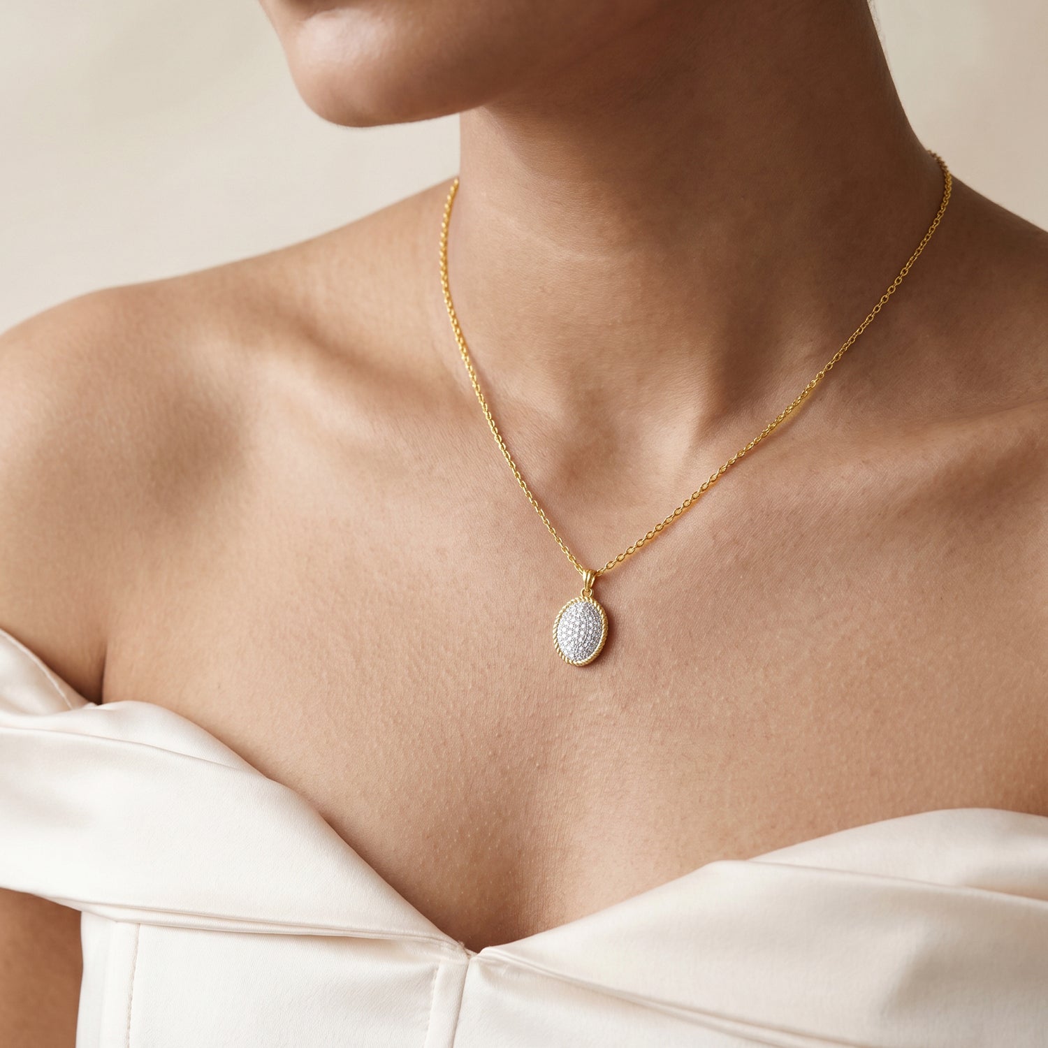 Gold Duchess Halo Lab Grown Diamond Pendant