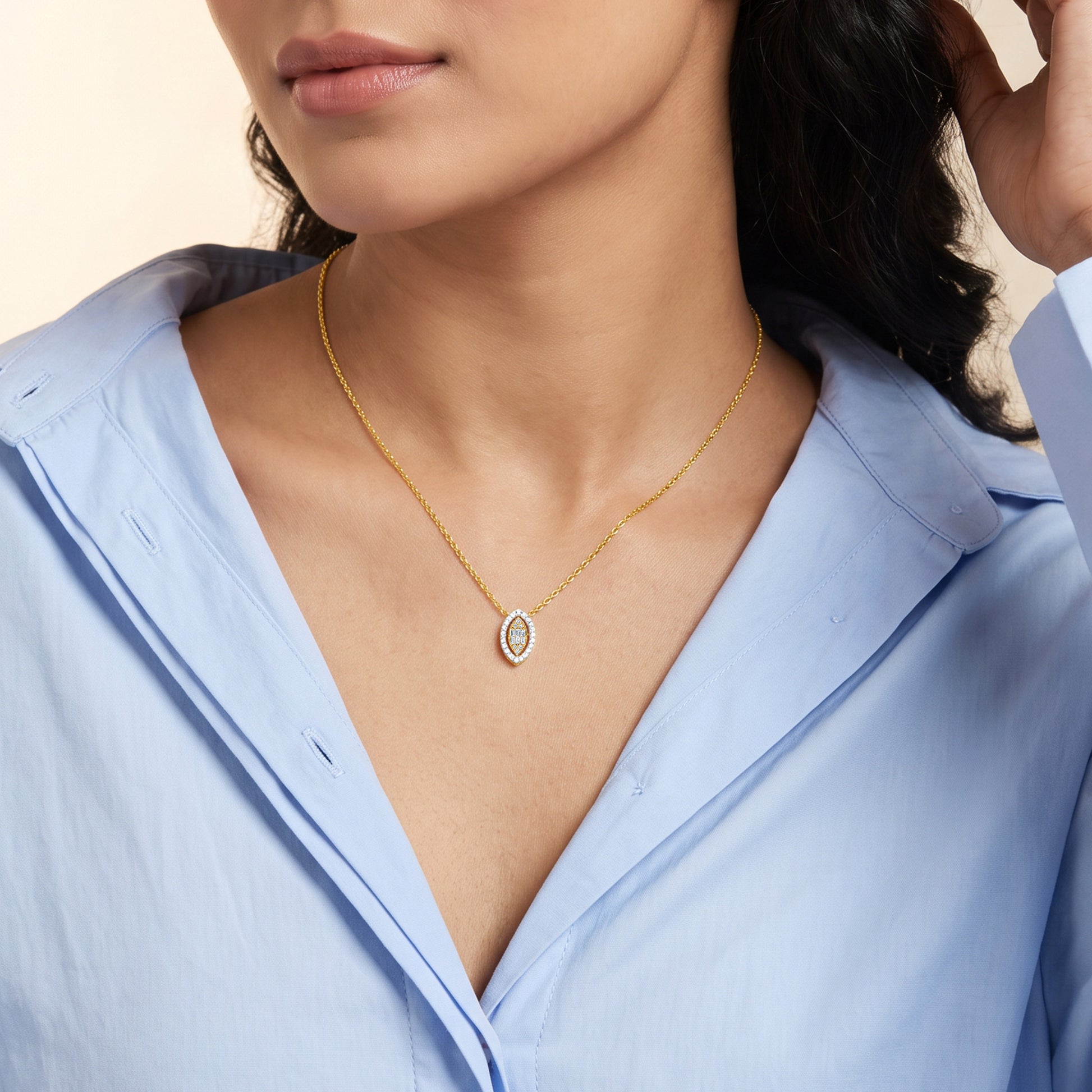 Gold Lumi Marquise Lab Grown Diamond Pendant