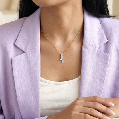 Gold Linear Muse Lab Grown Diamond Pendant