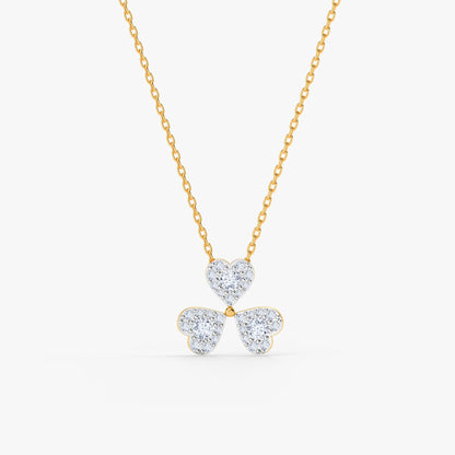 Gold Clover Radiance Lab Grown Diamond Pendant