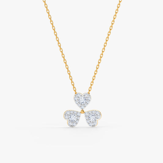 Gold Clover Radiance Lab Grown Diamond Pendant