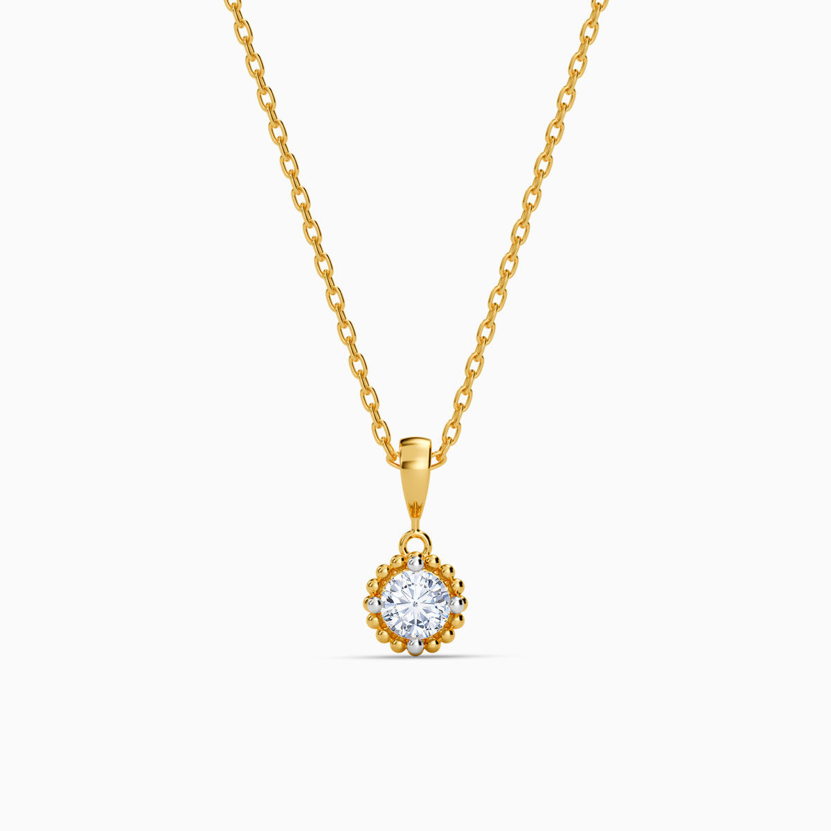 Gold Halo Weave Lab Grown Diamond Pendant