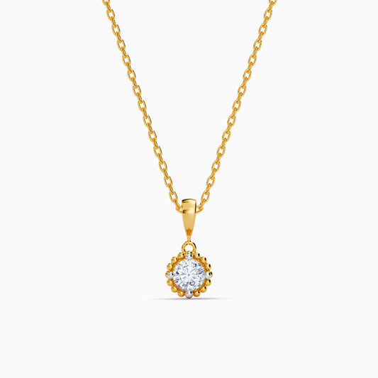 Gold Halo Weave Lab Grown Diamond Pendant