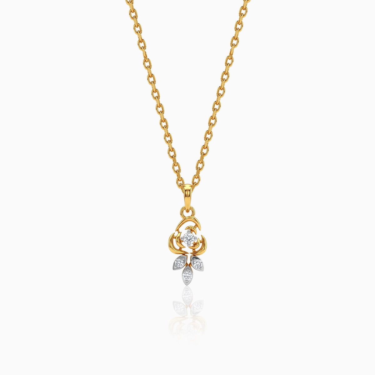 Gold Petaline Charm Lab Grown Diamond Pendant