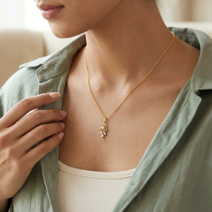 Gold Petaline Charm Lab Grown Diamond Pendant