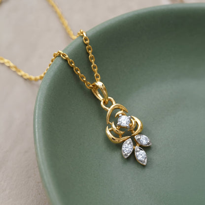 Gold Petaline Charm Lab Grown Diamond Pendant