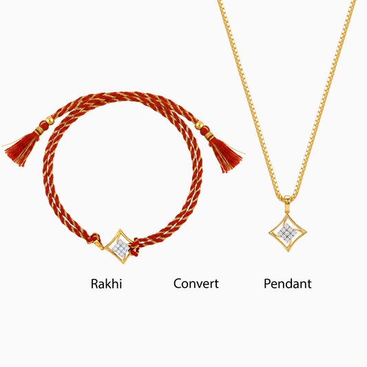 Gold Rekh Lab Grown Diamond Convertible Rakhi Pendant