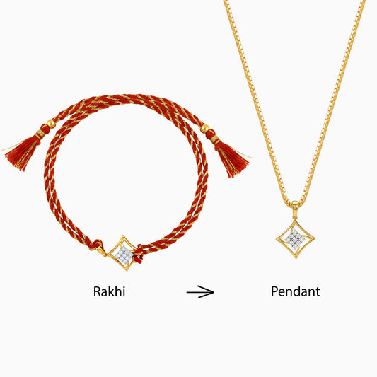 Gold Rekh Lab Grown Diamond Convertible Rakhi Pendant