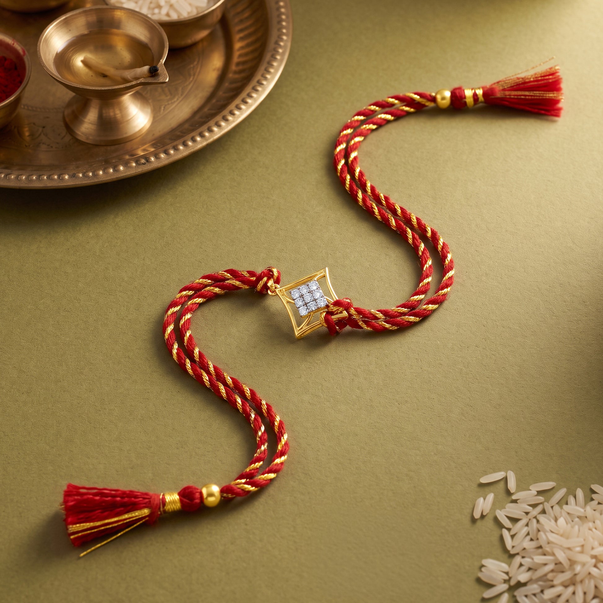 Gold Rekh Lab Grown Diamond Convertible Rakhi Pendant