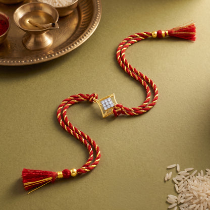 Gold Rekh Lab Grown Diamond Convertible Rakhi Pendant