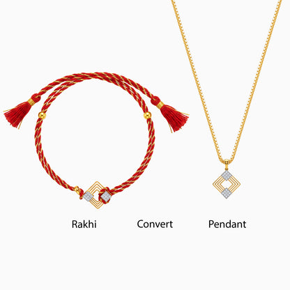 Gold Aayam Lab Grown Diamond Convertible Rakhi Pendant