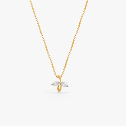Gold Half Petals Lab Grown Diamond Pendant