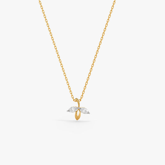 Gold Half Petals Lab Grown Diamond Pendant