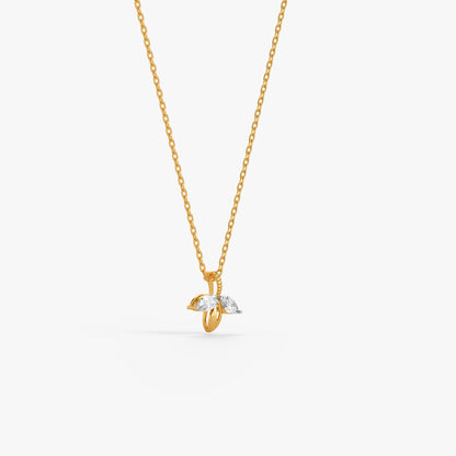 Gold Half Petals Lab Grown Diamond Pendant