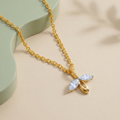 Gold Half Petals Lab Grown Diamond Pendant
