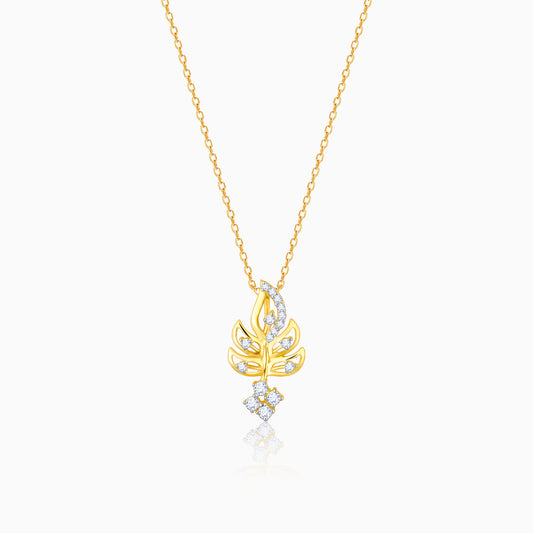 Gold Leafy Grace Diamond Pendant