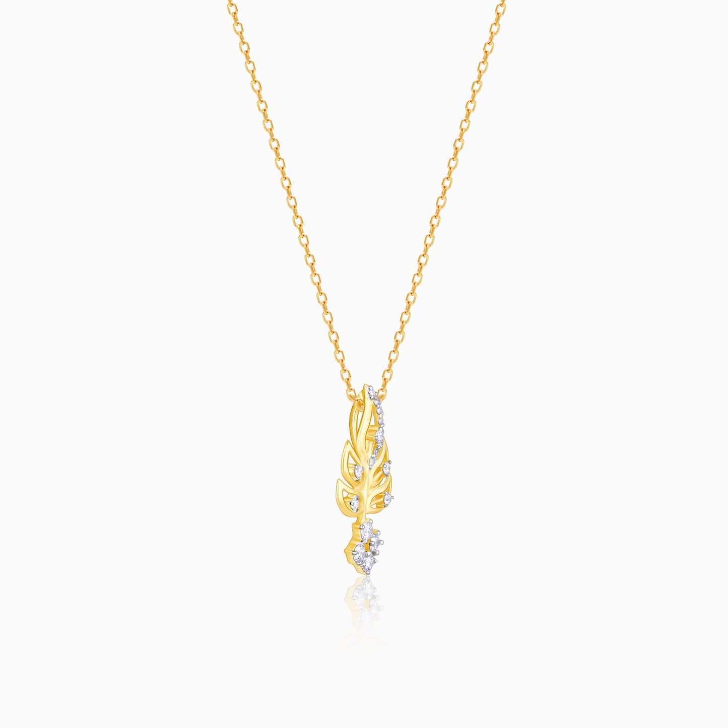 Gold Leafy Grace Diamond Pendant
