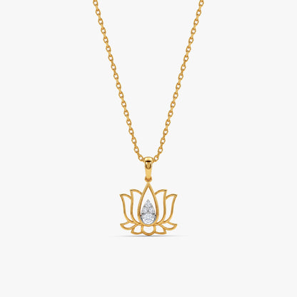 Gold Pankhuri Lab Grown Diamond Pendant