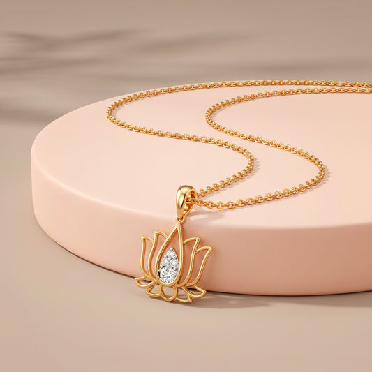 Gold Pankhuri Lab Grown Diamond Pendant