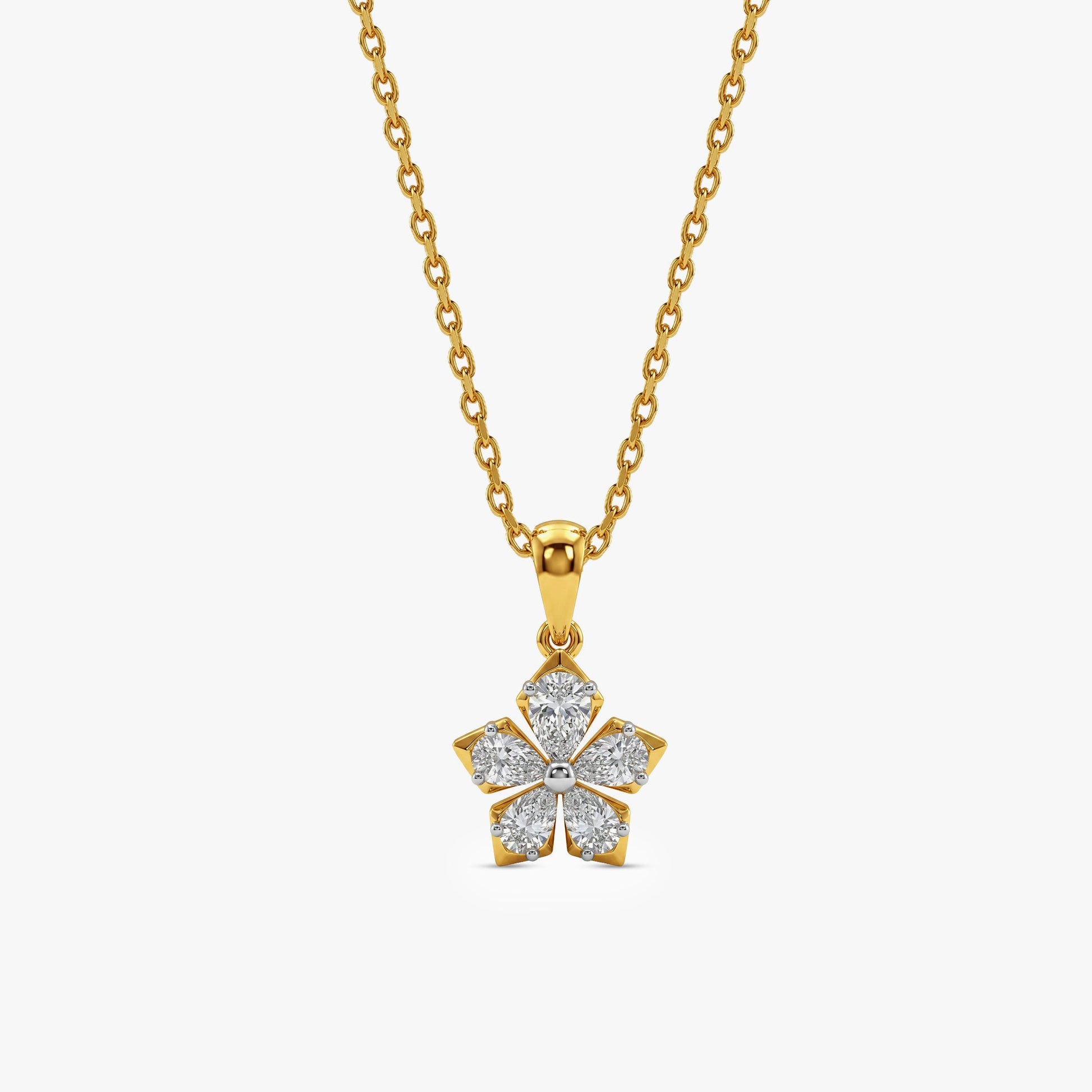 Gold Floral Care Lab Grown Diamond Pendant