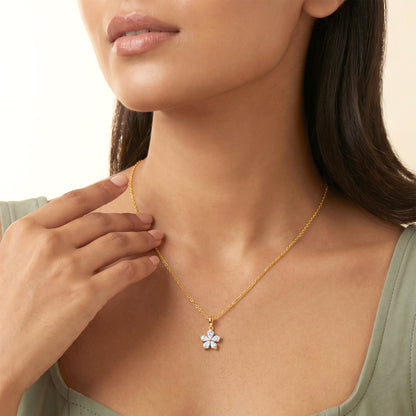 Gold Floral Care Lab Grown Diamond Pendant