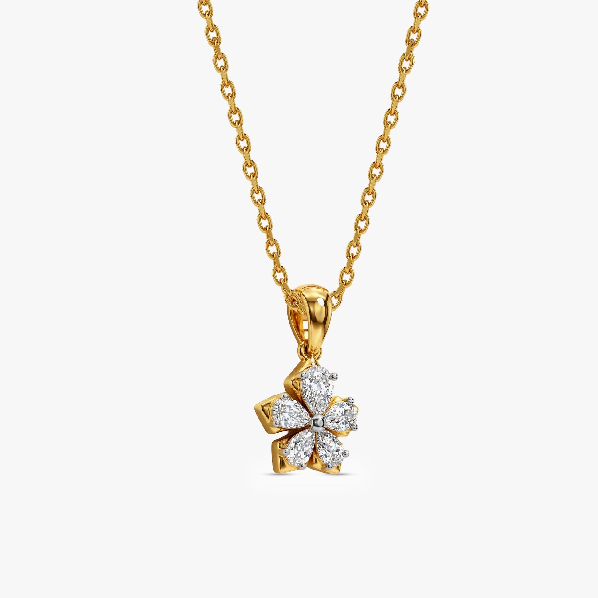 Gold Floral Care Lab Grown Diamond Pendant
