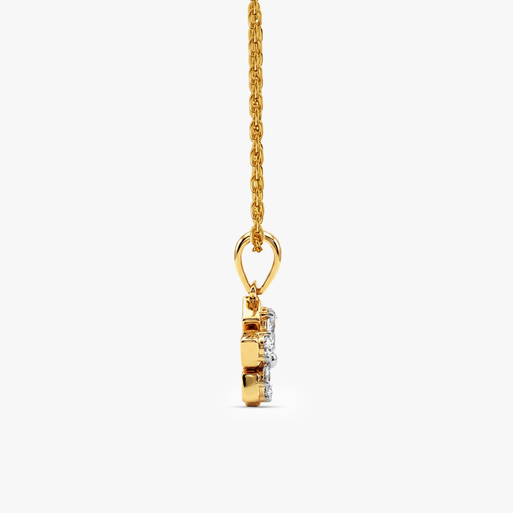 Gold Floral Care Lab Grown Diamond Pendant