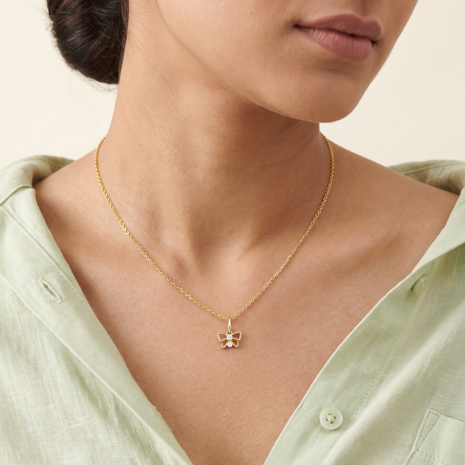 Gold Papillon Lab Grown Diamond Pendant