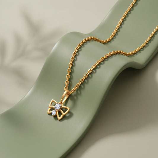 Gold Papillon Lab Grown Diamond Pendant