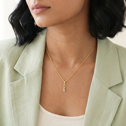 Gold Crossed Loop Lab Grown Diamond Pendant