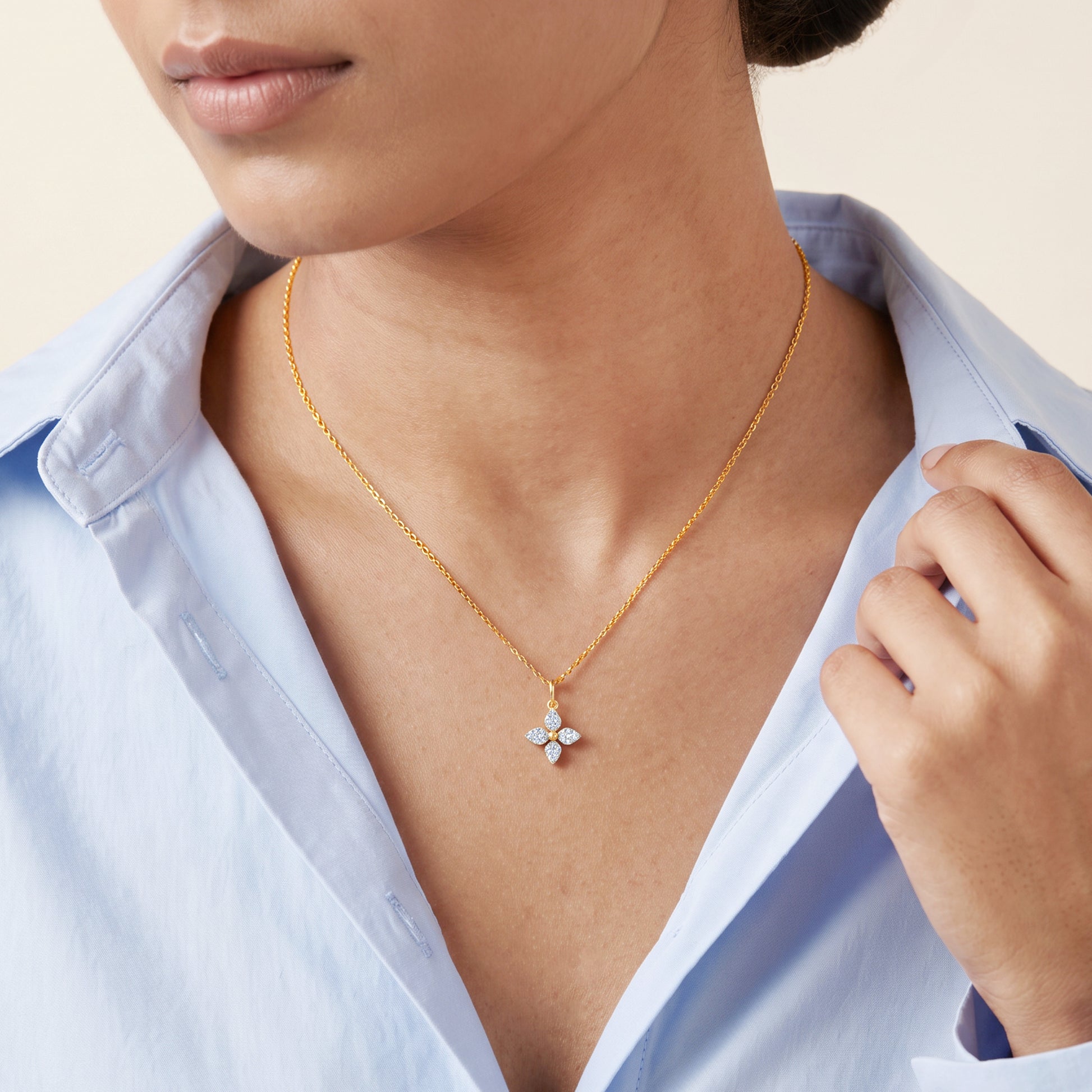 Gold Pallav Lab Grown Diamond Pendant