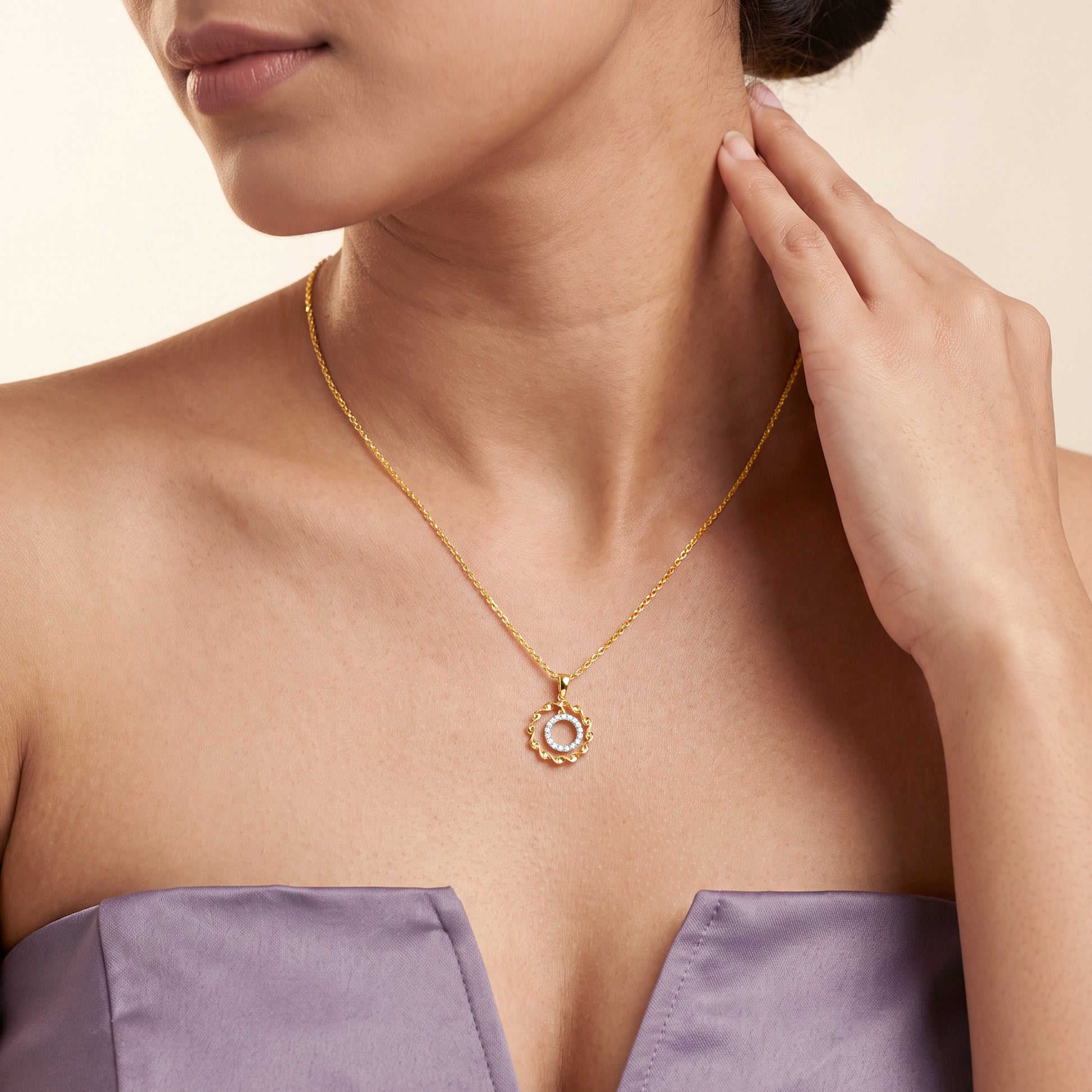 Gold Raksha Vrit Lab Grown Diamond Pendant