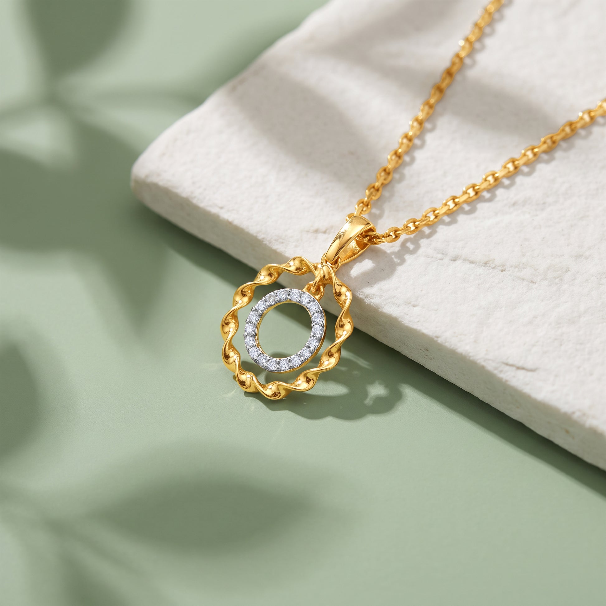 Gold Raksha Vrit Lab Grown Diamond Pendant