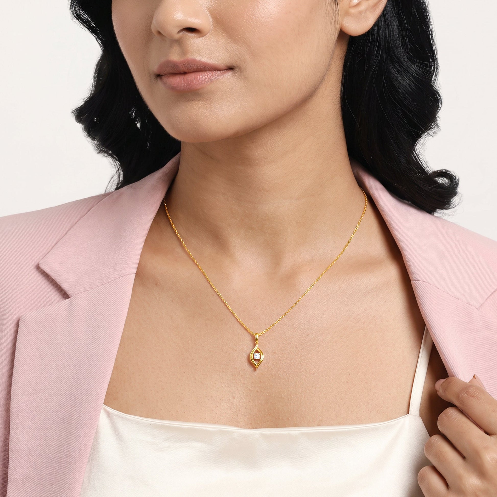 Gold Opaline Lab Grown Diamond Pendant