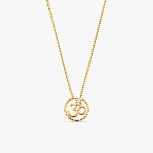Gold Omkara Solitaire Lab Grown Diamond Pendant