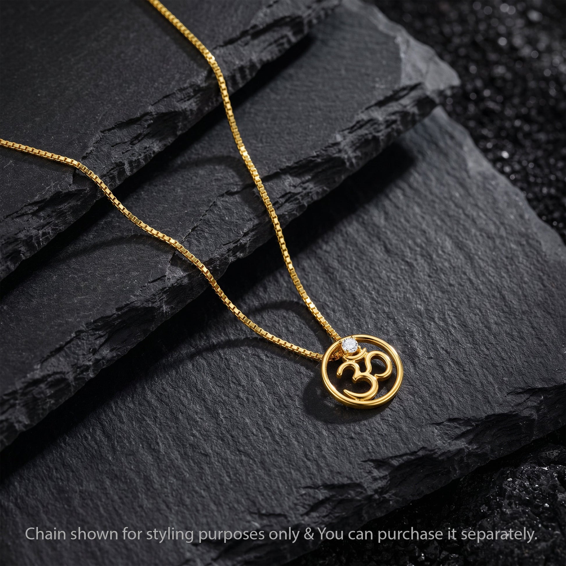 Gold Omkara Solitaire Lab Grown Diamond Convertible Rakhi Pendant