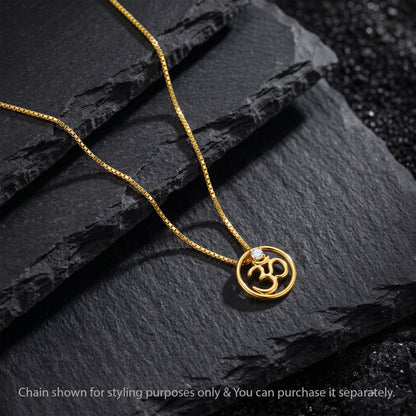 Gold Omkara Solitaire Lab Grown Diamond Convertible Rakhi Pendant